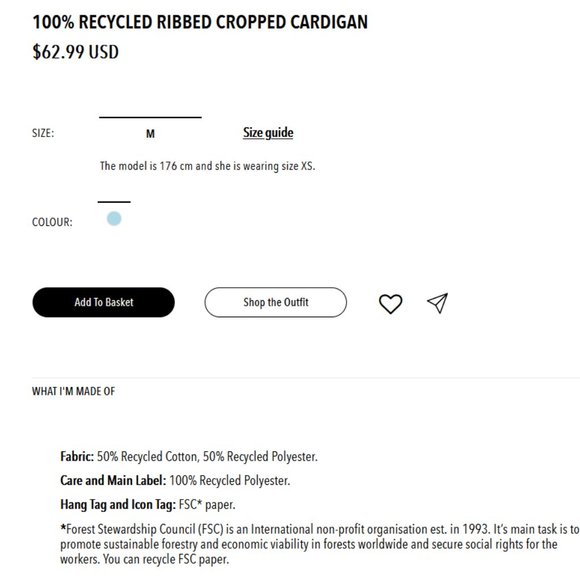 🌍 nu-in 100% recycled ribbed cropped cardigan - Picture 4 of 10